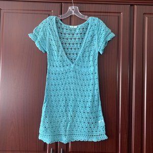 Old Navy Cotton Crochet Teal Top Large